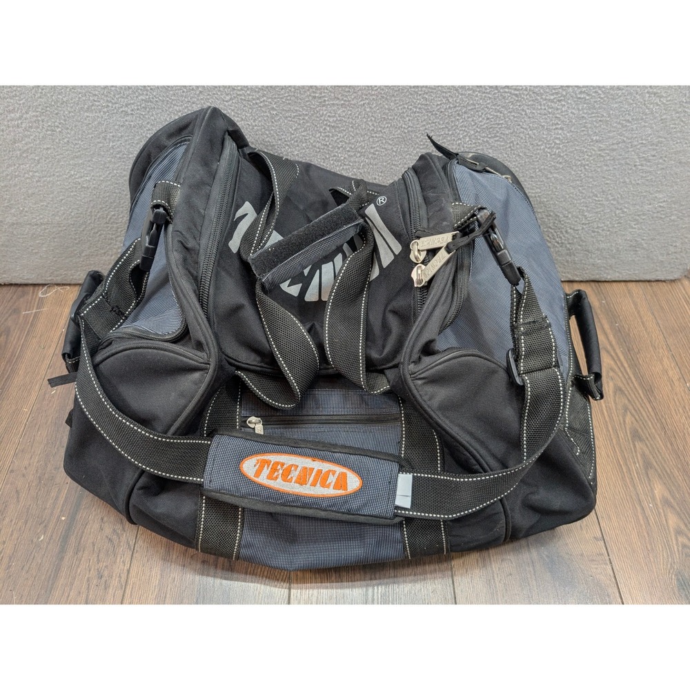Tecnica Duffel Bag Multi-Pockets Large Black Nylon Travel Sport Gym Unisex 24x19